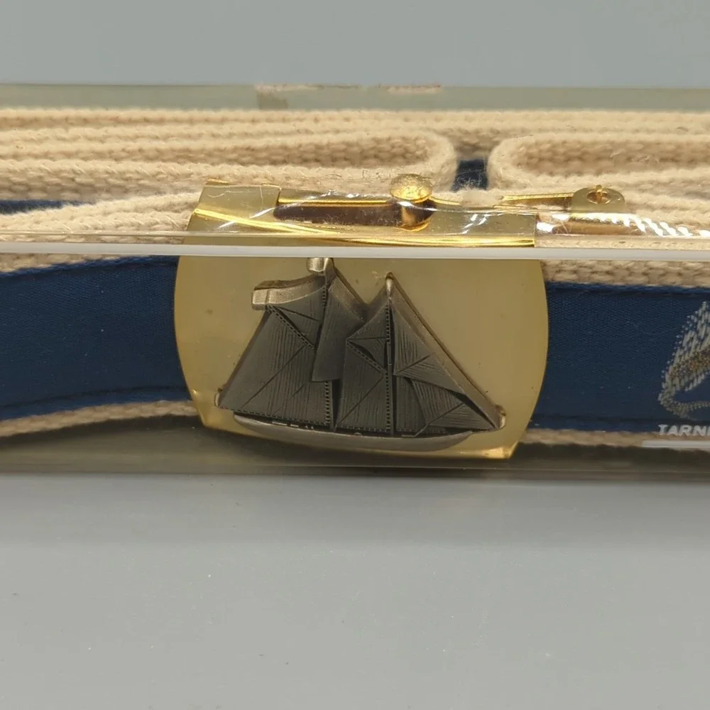 Skipper's Canvas Web Belt Nautical Boat Vintage Solid Brass Buckle Size 42 NEW